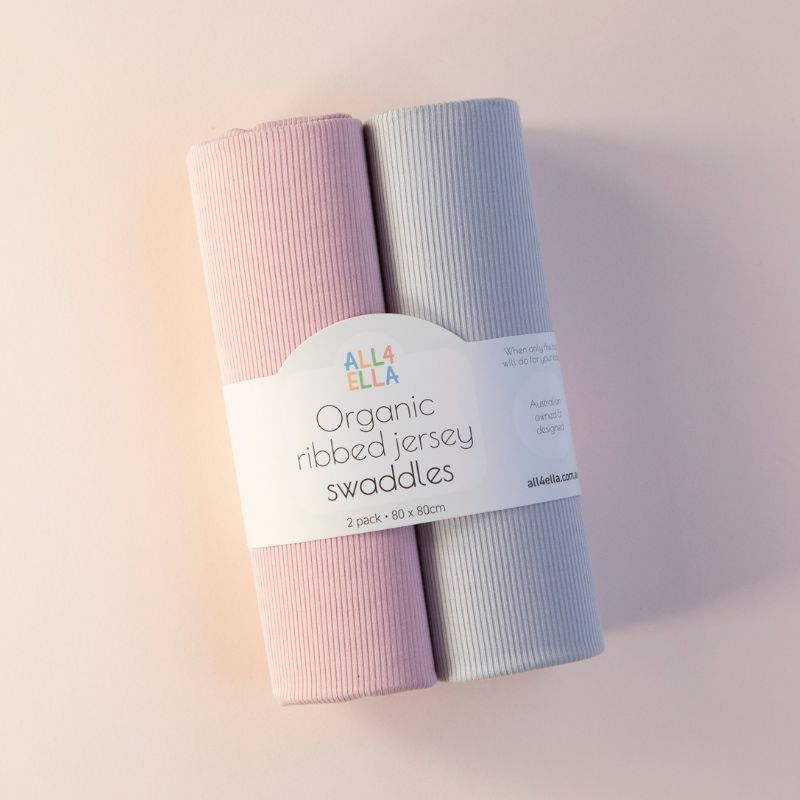 All4Ella Ribbed Jersey Swaddles 2pk