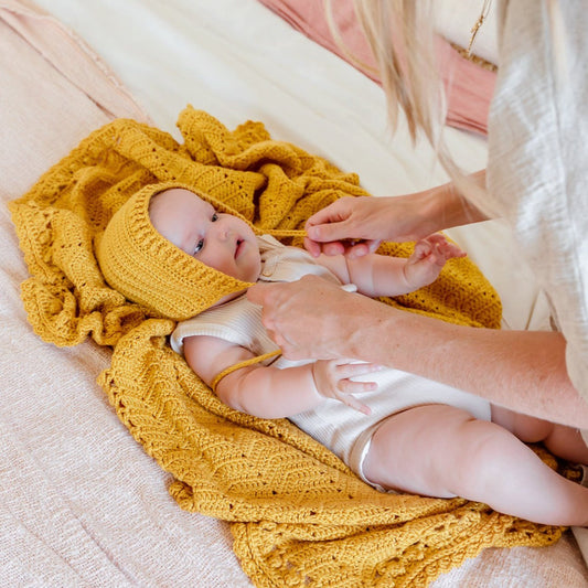 OB Designs Crochet Bonnet & Bootie Set