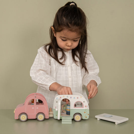 Little Dutch Wooden Toy Car with Caravan