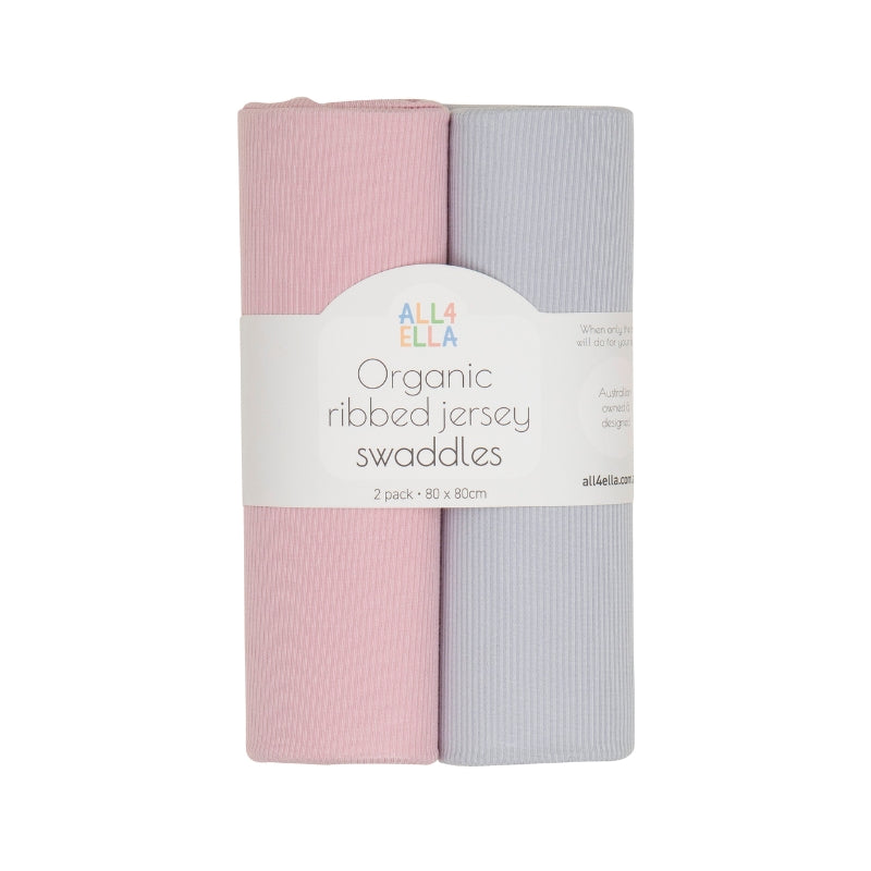 All4Ella Ribbed Jersey Swaddles 2pk