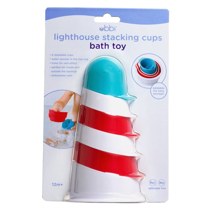 Ubbi Lighthouse Stacking Cups Bath Toy see
