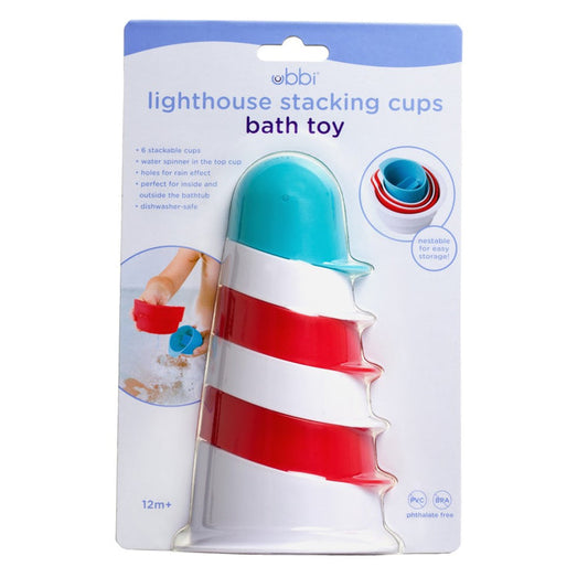 Ubbi Lighthouse Stacking Cups Bath Toy see