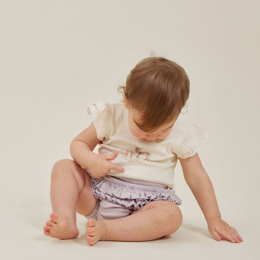 Aster & Oak Iris Pointelle Ruffle Bloomers - Lavender