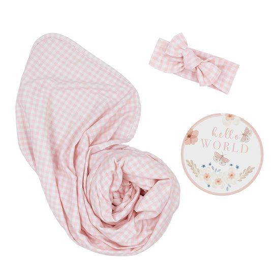 Living Textiles Hello World Gift Set - Pink Gingham