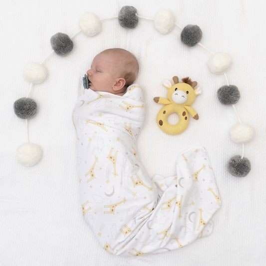 Living Textiles Jersey Swaddle & Rattle Gift Set